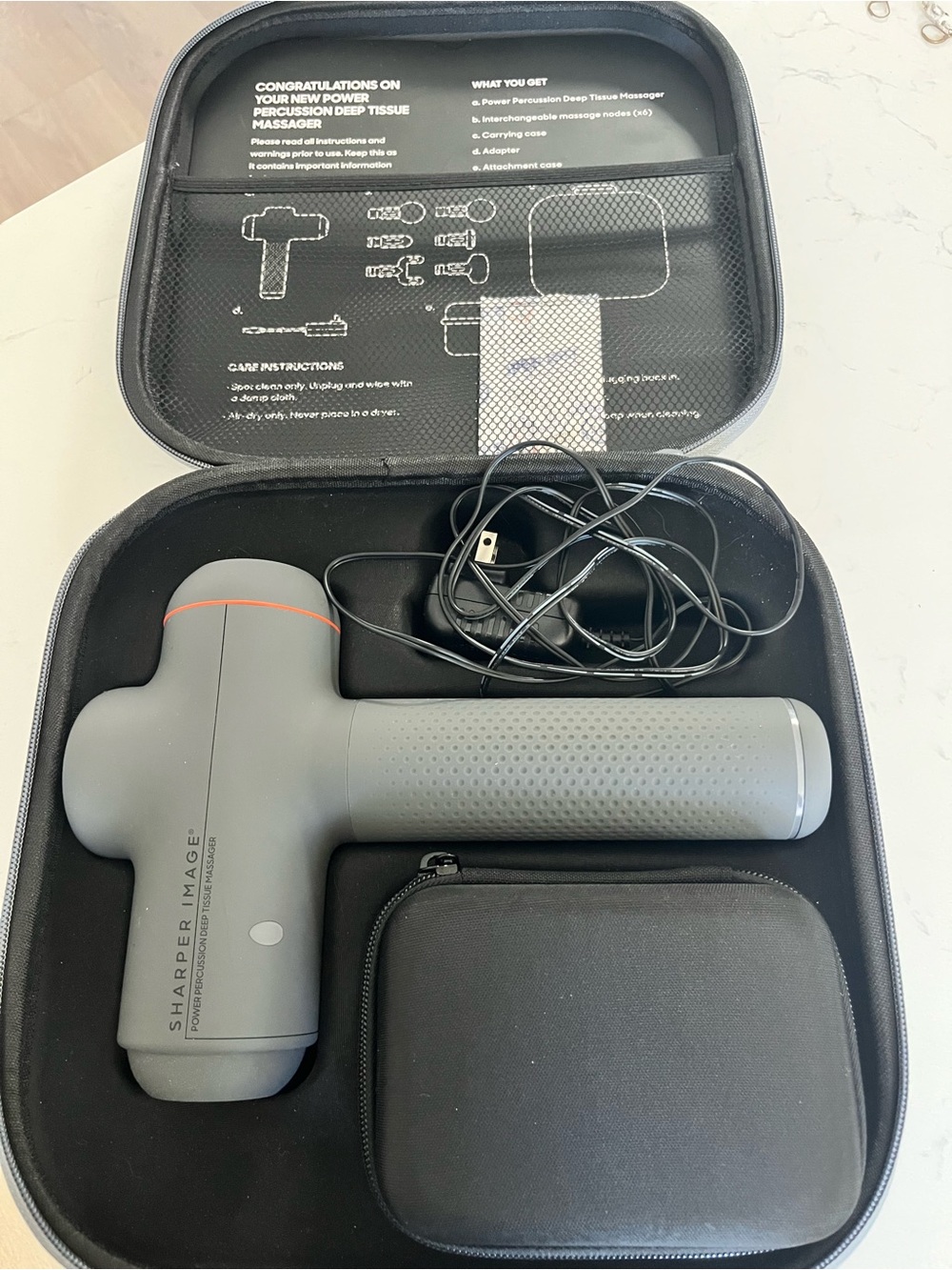 Sharper Image Gray Massage Gun with Orange Trim